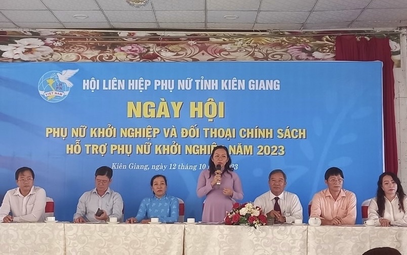 Hội Liên hiệp Phụ nữ tỉnh Kiên Giang tổ chức Ngày hội phụ nữ khởi nghiệp và đối thoại chính sách hỗ trợ phụ nữ khởi nghiệp năm 2023.