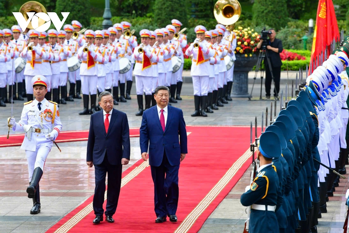 Tổng Bí thư Tô Lâm chủ trì lễ đón chính thức Tổng Bí thư, Chủ tịch nước Trung Quốc Tập Cận Bình thăm cấp Nhà nước đến Việt Nam, ngày 14/4/2025. Ảnh: TL